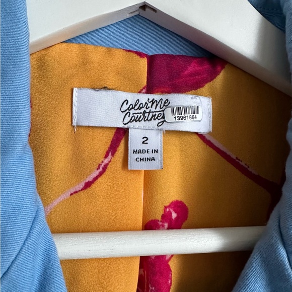 Color Me Courtney Denis biker jacket in blue size 2 - Picture 3 of 7